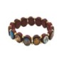 Bracelet sur élastique des saints, images vernies, grains en bois marron, forme ovale petit, hauteur 1,4 cm.