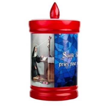 Lumignons a piles hauteur 10 cm duree 60 jours couleur rouge avec image du saint.