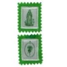 Scapulaire Vert en tissus du Cœur Immaculé de Marie avec explication H. 4.5 cm x 5 cm cordon vert Livre en sachet.