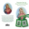 Scapulaire Vert en tissus du Cœur Immaculé de Marie avec explication H. 4.5 cm x 5 cm cordon vert Livre en sachet.