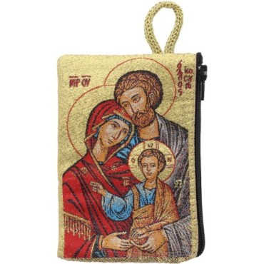 Porte-monnaie icône en tissu, brodé de fil doré, H 10 x 7 cm. plusieurs sujets..