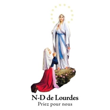 Autocollant Transparent detoure de saint avec priere H. 10.5 x 6.5 cm pour bougie de neuvaine..