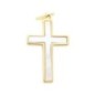 Croix de cou en plaqué or et nacre (3,45 g) – H. 2,2 cm. Livrée en boîte..