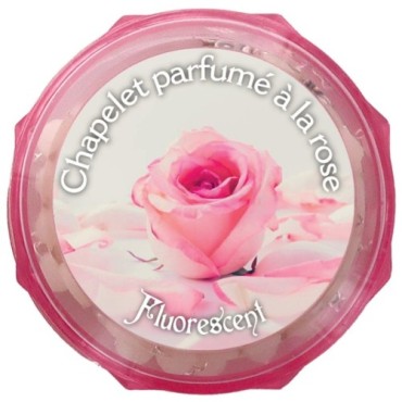 Chapelet grains ronds fluo  à 6 mm- sur chaine de couleur argenté longueur jusqu'au coeur 33 cm- Différents parfums-
