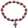 Bracelet sur élastique grains bois et métal forme rose. Differentes couleurs..
