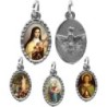 Médaille métal de couleur argentée ovale avec rebord effet dentelle H.1,5 cm avec résine. Disponible avec différents Saints.