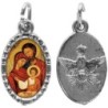 Médaille métal de couleur argentée ovale avec rebord effet dentelle H.1,5 cm avec résine. Disponible avec différents Saints.