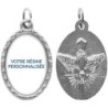 Médaille ovale métal argenté, rebord torsadé, résine. H : 2,5 cm. Différents Saints disponibles.