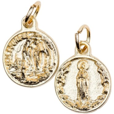 Médaille moulée en métal couleur dorée Ø 1.5 cm. Plusieurs saints.