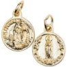 Médaille moulée en métal couleur dorée Ø 1.5 cm. Plusieurs saints.