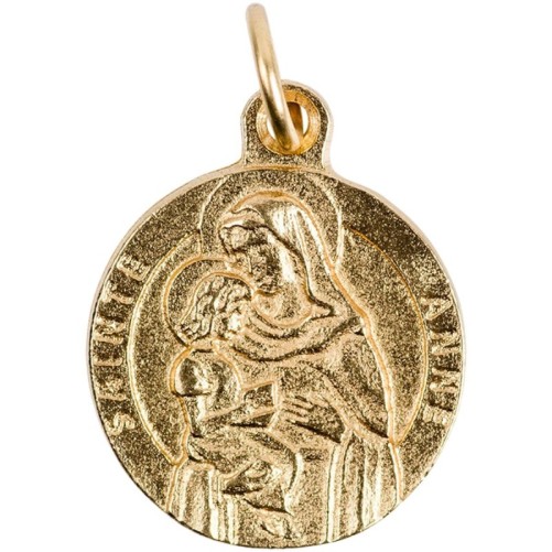 Médaille moulée en métal couleur dorée Ø 1.8 cm. Plusieurs saints.
