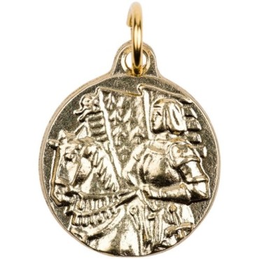 Médaille moulée en métal couleur dorée Ø 1.8 cm. Plusieurs saints.