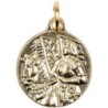 Médaille moulée en métal couleur dorée Ø 1.8 cm. Plusieurs saints.