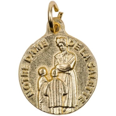 Médaille moulée en métal couleur dorée Ø 1.8 cm. Plusieurs saints.