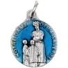 Médaille métal couleur argentée, emmaillé bleu ou rouge Ø 1,8 cm de différents saints. Couleurs différentes selon arrivage..
