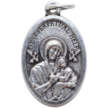 Médaille en métal couleur argentée forme ovale H. 2,2 cm. Plusieurs saints.