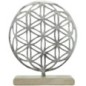 Fleur de vie en métal sur socle en bois de manguier H 28 cm