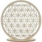 Support Fleur de vie en bois naturel sur socle diamètre 30 cm.