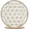 Support Fleur de vie en bois naturel sur socle diamètre 30 cm.