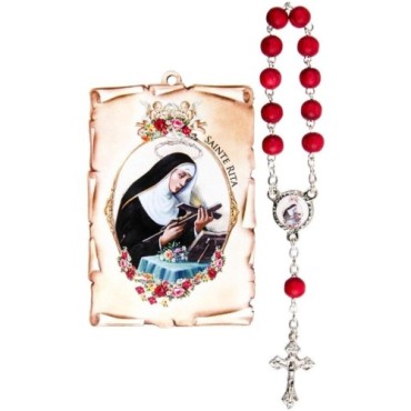 Dizainier bois de rose Ø 7 mm avec cadre bois image collée H. 7 x 5 cm, livre en sachet.
