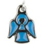 Médaille forme ange métal couleur argentée Ø 1 cm, émaillée plusieurs couleurs..