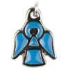Medaille forme ange metal couleur argentee Ø 1 cm, emaillee plusieurs couleurs.