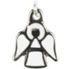 Medaille forme ange metal couleur argentee Ø 1 cm, emaillee plusieurs couleurs.