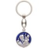 Porte-clés argenté Saint Christophe, émaillé bleu – Ø 3 cm..