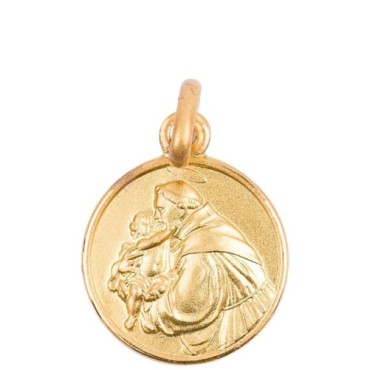 Medaille en plaque or Ø 14 mm, plusieurs saints. Livree en boite..