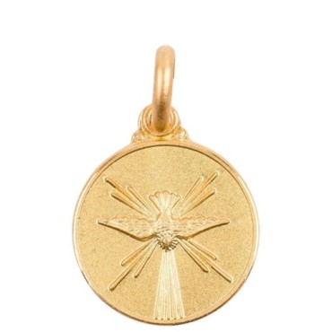 Medaille en plaque or Ø 14 mm, plusieurs saints. Livree en boite..