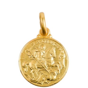 Medaille en plaque or Ø 14 mm, plusieurs saints. Livree en boite..