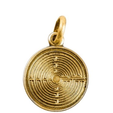 Medaille en plaque or Ø 14 mm, plusieurs saints. Livree en boite..