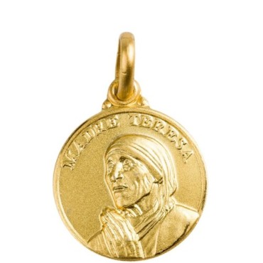 Medaille en plaque or Ø 14 mm, plusieurs saints. Livree en boite..