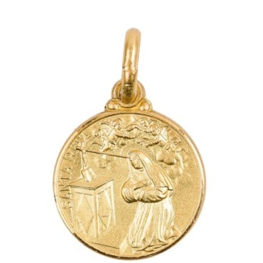 Medaille en plaque or Ø 14 mm, plusieurs saints. Livree en boite..