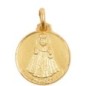 Medaille en plaque or Ø 1,6 cm, plusieurs saints. Livree en boite..