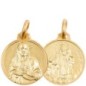 Medaille en plaque or Ø 1,6 cm, plusieurs saints. Livree en boite..