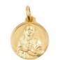 Medaille en plaque or Ø 1,6 cm, plusieurs saints. Livree en boite..