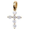 Croix de cou arrondie en plaqué or sertie de pierres OZ – H. 1,5 cm. Livrée en boîte..