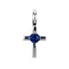 Croix de cou en argent 925°/°° avec pierres OZ au centre H. 1,8 cm (1,44 g) - 2 couleurs. Livree en boite.