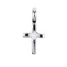 Croix de cou en argent 925°/°° avec pierres OZ au centre H. 1,8 cm (1,44 g) - 2 couleurs. Livree en boite.