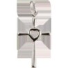 Croix de cou en argent 925 °/°° avec coeur au centre H. 2,5 cm (2,10 g). Livree en boite