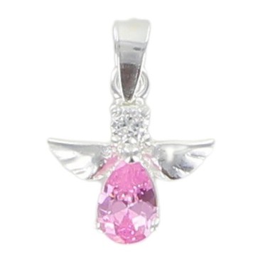 Pendentif ange en argent 925 °/°° avec pierres OZ H. 1,3 cm (1,20 g) - 2 couleurs. Livre en boite.