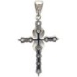Croix de cou en pierres OZ, centre torsadé en argent 925 rhodié, hauteur 2,5 cm (1,62 g), livree en boite..