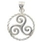 Pendentif triskel encercle Ø 1,5 cm en argent 925 °/°° Rhodie (1.1 g). Livre en boite.