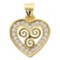 Pendentif coeur avec triskel 1.5 cm en plaqué or avec zirconium. Livré en boîte.