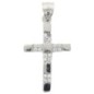 Croix de cou en argent 925 °/°° rhodié, avec pierres OZ H. 2 cm (0.8 g). Livrée en boite..