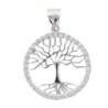 Pendentif arbre de vie en argent 925 °/°° rhodié avec cercle serti de pierres OZ H 1.5 cm (1 g). Livré en boite..