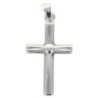 Croix de cou striée en argent 925 °/°° rhodié H. 2.30 cm (0.5 g). Livrée en boite..