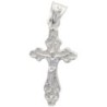 Croix de cou Grecque en argent 925 °/°° rhodié H. 1.8 cm (0.90 g). Livrée en boite..