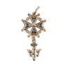 Croix de cou huguenote en plaqué or – H. 3,5 cm. Livrée en boîte..